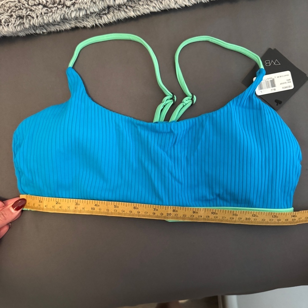 VYB | NWT Piper Soft Bikini Top in Bright Neon Blue/Green Size Large - Picture 7 of 8